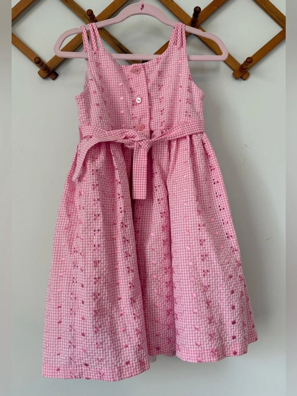 Jessica Ann Girl’s Pink & White Eyelet Dress Sz. 4
